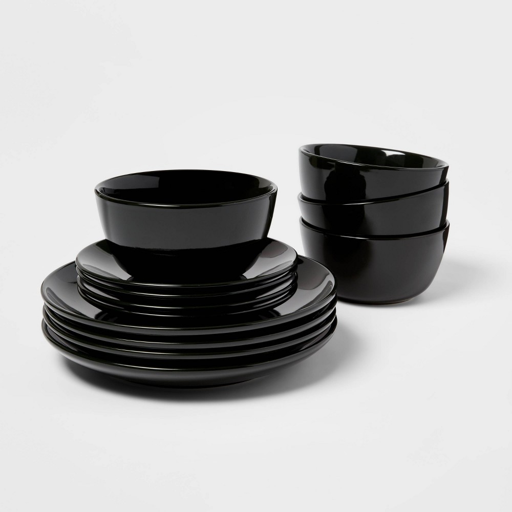 Photos - Other kitchen utensils 12pc Stoneware Avesta Dinnerware Set Black - Threshold™