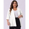 Agnes Orinda Women's Plus Size Notched Lapel Ruffle Peplum Ruched Buttons Outfits Blazers - 2 of 4