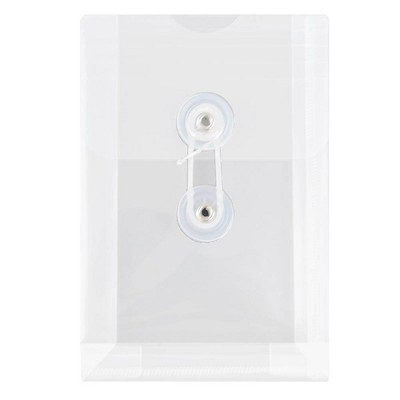 JAM Paper 4.25"x6.25" 12pk Open End Plastic Envelope with Button and String Tie Closure