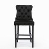 Lyngins Modern Velvet Bar Stools Set of 2, Upholstered Counter Height Bar Stools with Button Tufted & Wooden Legs, Leisure Bar Chairs, Counter Stools - 2 of 4