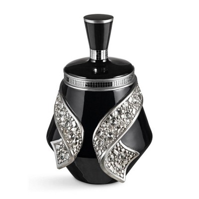 HomeRoots 9" Black And Silver Resin Jewelry Box With Faux Crystals
