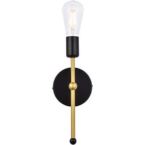 Elegant Lighting Keely 1 light black and brass wall sconce - 1 of 4