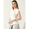 Allegra K Women's Cowl Neck Short Sleeve Dressy Casual Satin Top - 4 of 4