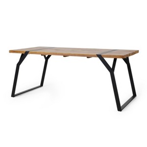 Gulches Modern Industrial Dining Table with Acacia Wood Top & Powder-Coated Frame, 70.75 W x 35.50 D x 29.50 H - 1 of 4