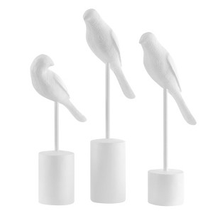 Danya B. Ren Bird Perched White Ornament Decorative Accent Sculpture Figurines - Set of 3 - 1 of 4