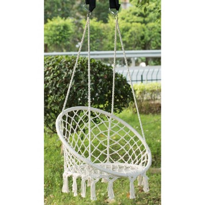Round Off-White Cotton Rope Macrame Hanging Chair