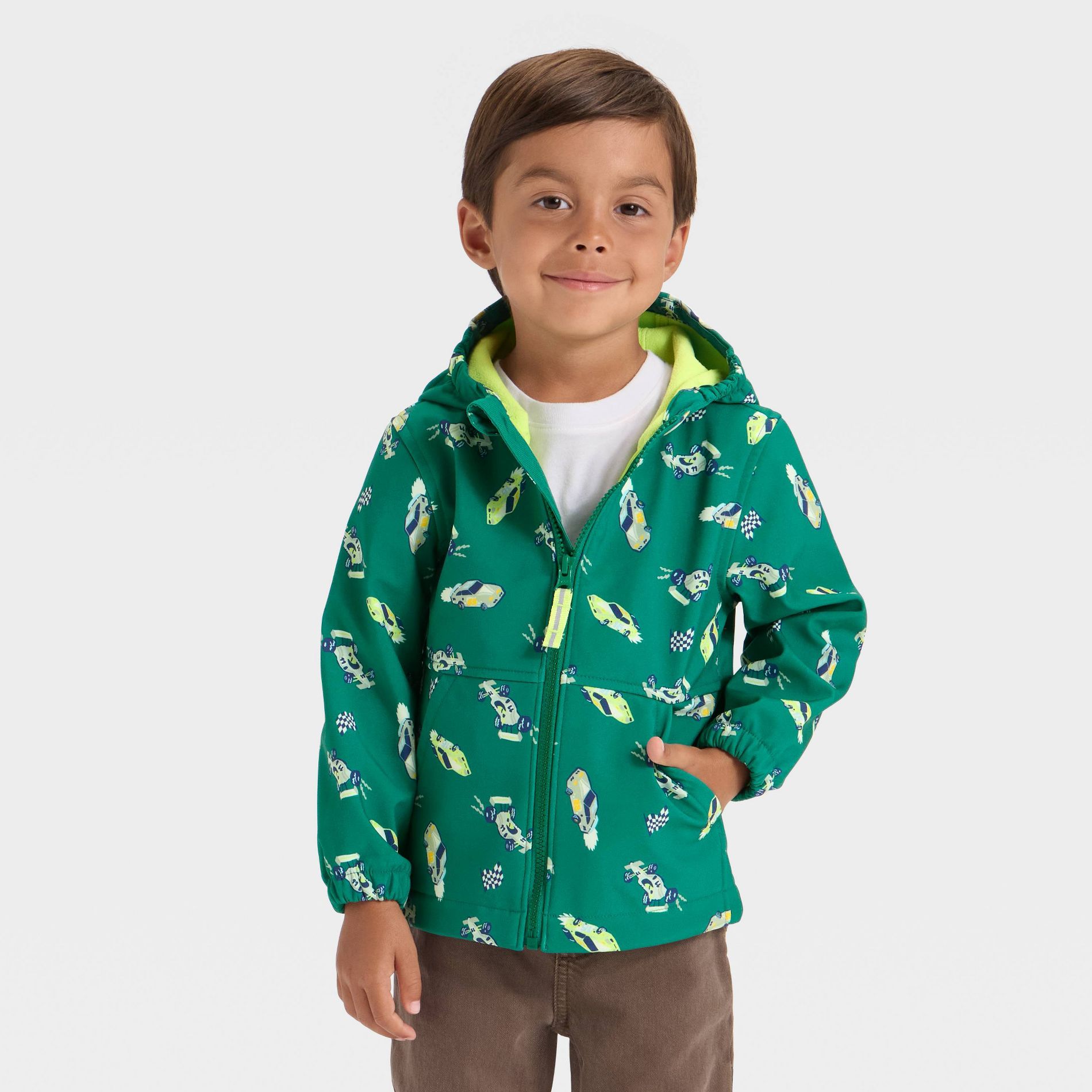 Toddler Boys' Full Zip Racecar Softshell Jacket - Cat & Jack™ Green