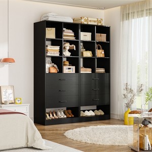 Aheaplus Closet Organizer with 3 Drawers,  Freestanding Wardrobe System with Shoe Shelf - 1 of 4