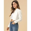 Allegra K Women's Turn Down Frayed Button Down Washed Cropped Denim Jacket - 2 of 4