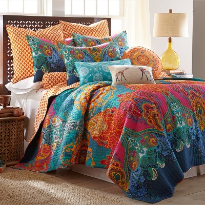 Mackenzie Orange and White Cotton Euro Shams Set