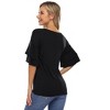 Clearlove Women's Casual Blouses Ruffle Sleeve T Shirts V Neck Double Tiered Bell Sleeve Top - 4 of 4