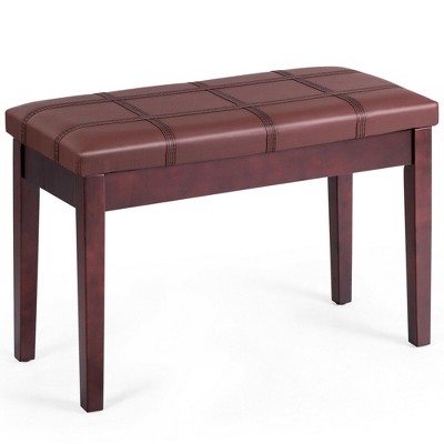 Tangkula PU Leather Piano Keyboard Bench Padded Cushion Double Seat Storage