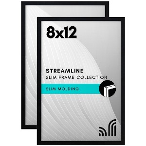 Americanflat 8x12 Picture Frame in Black with Shatter Resistant Glass - Horizontal and Vertical Formats for Wall and Tabletop (2 Pack) - 1 of 4
