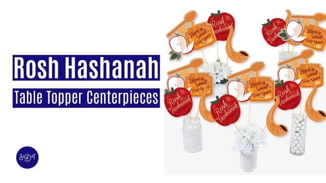 Big Dot of Happiness Rosh Hashanah - New Year Centerpiece Sticks - Table Toppers - Set of 15, 2 of 10, play video