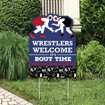 Big Dot of Happiness Own the Mat - Wrestling - Party Decorations - Birthday Party or Wrestler Party Welcome Yard Sign