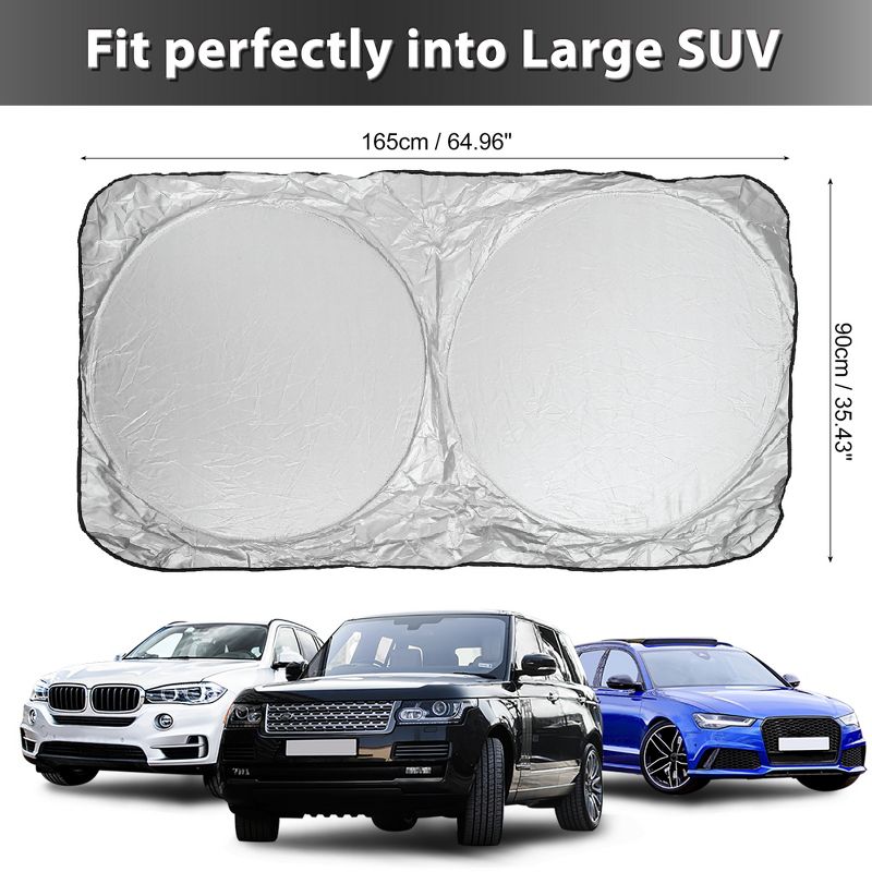 Unique Bargains Car Front Windshield Cover Protection Snow Ice Frost Freeze Sunshade 65.7"x36.4", 4 of 7