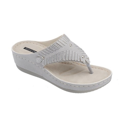 Gc Shoes Virginia Gray 9 Embellished Comfort Slide Wedge Sandals : Target