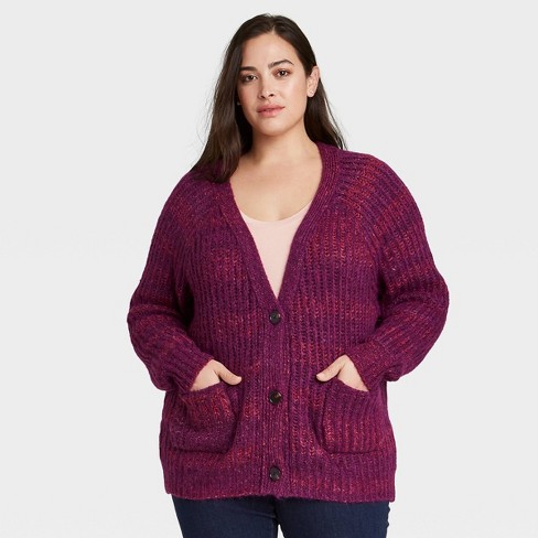 Women s Plus Size Cardigan  Ava Viv  Purple  4X Target 