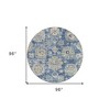 Navy Blue And Beige Floral Washable Indoor Outdoor Area Rug - 3 of 4