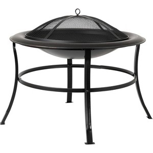 Fire Sense 62237 Fire Pit Tokia Steel Wood Burning Lightweight Portable Outdoor Firepit Rounded Lip & Curved Legs Included Wood Grate - 1 of 4