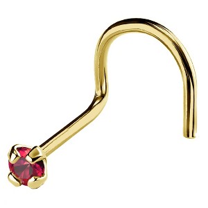 Jewelry Avalanche 22G 14K Gold Nose Screw Nose Stud with Ruby Gemstone - 1 of 2