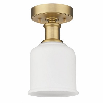 Heritage Brass and Glass Globe Indoor/Outdoor Flush Mount Light