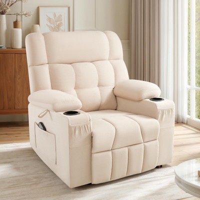Manual Glider Rocker with Cupholder&Side Pocket for Living Room Nursery