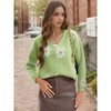 INSPIRE CHIC Women's Floral V Neck Button-Down Open Front Long Sleeve Knit Sweaters - 2 of 4
