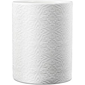 Ceramic Kitchen Utensil Holder for Countertop, Embossed Pattern Crock with Kiln-Fired Finish - 1 of 4