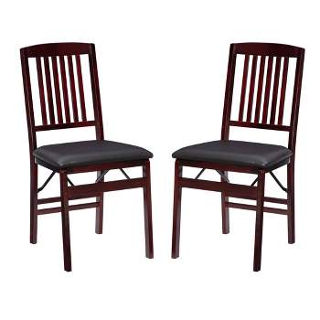 Set of 2 Triena Mission Back Faux Leather Folding Chair Espresso - Linon
