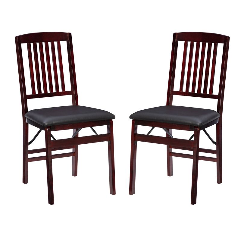 Set of 2 Triena Mission Back Faux Leather Folding Chair Espresso - Linon, 1 of 19
