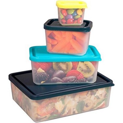 Bentology Reusable Lunch Containers - Set of 4 Microwave Safe, Meal Prep Stackable Nesting Containers, Leak Proof Compartments with Lids