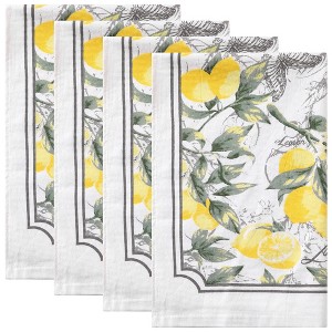Unique Bargains Cotton Animal and Floral Printed Design Kitchen Towels 18" x28" 4 Pcs - 1 of 4