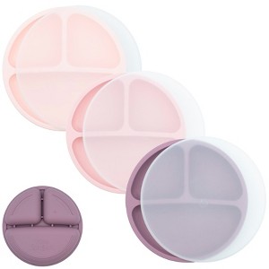 WeeSprout Baby Plates with Lids, Food Grade Silicone Divided Plates for Kids - 3 Pack - 1 of 4