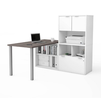 white desk with hutch target