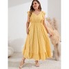 Womens Plus Size Casual Sleeveless Maxi Dress Ruffle Sleeve A Line Swing Summer Maxi Dress with Pockets - 4 of 4