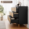 Rattan 9 Drawer Dresser for Bedroom, 59"W Wooden Chest of Drawers with Metal Handles, Dresser TV Stand, Clothes Storage Organizer for Bedroom, Black - 4 of 4