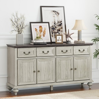 Brafabhome Sideboard with 4 Doors and 4 Drawers, 62'' Wide Buffet Storage Cabinet with Shelves for Kitchen Dining Room
