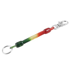 Unique Bargains Plastic Elastic Coil Keychain Keyring Key Chain Ring Strap Rope Red Yellow Green - 1 of 1