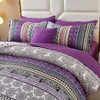 Boho Comforter Set Queen, 8 - Piece Striped Bedding with Purple Paisley, Soft Microfiber All - Season Set - 4 of 4