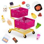 Our Generation Grocery Day Shopping Cart Pink & Yellow Accessory Set for 18" Dolls