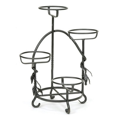 18" Cascading Iron Plant Stand for 4 Planters Graphite - ACHLA Designs