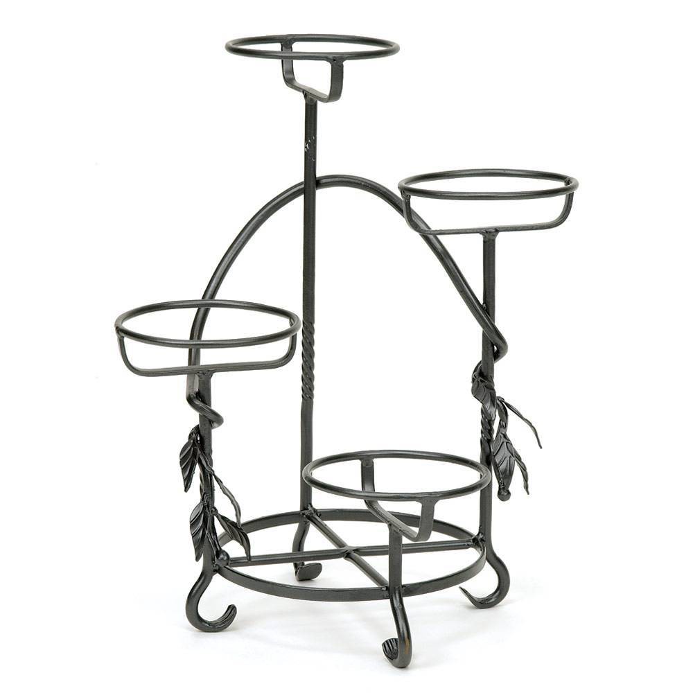 Photos - Flower Pot 18" Cascading Iron Plant Stand for 4 Planters Graphite - ACHLA Designs