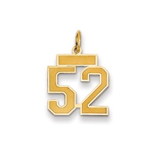Black Bow Jewelry 14k Yellow Gold, Jersey Collection, Small Number 52 Pendant - 1 of 2
