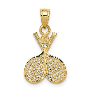 Black Bow Jewelry 14k Yellow Gold Double Tennis Racquet Pendant - 1 of 4