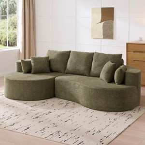ModernLuxe 106"W Sectional Sofa, 2pcs Cloud Curved Sofa Couch with Chaise For Living Room Bedroom Apartment - 1 of 4
