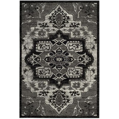 Light Grey and Grey High Pile Medallion Area Rug