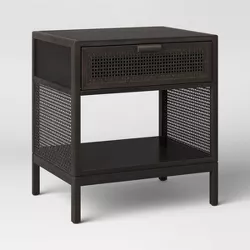 Minsmere Caned Accent Table with Drawer Black - Opalhouse™