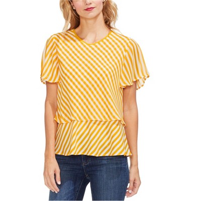 Vince Camuto Womens Stripe Layered Pullover Blouse