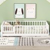 NicBex Twin Size Wood Montessori Bed with Built-in Book Storage Rack,Floor Bed with Safety Guardrails and Door,Modern Toddler Bed for Bedroom,White - 2 of 4